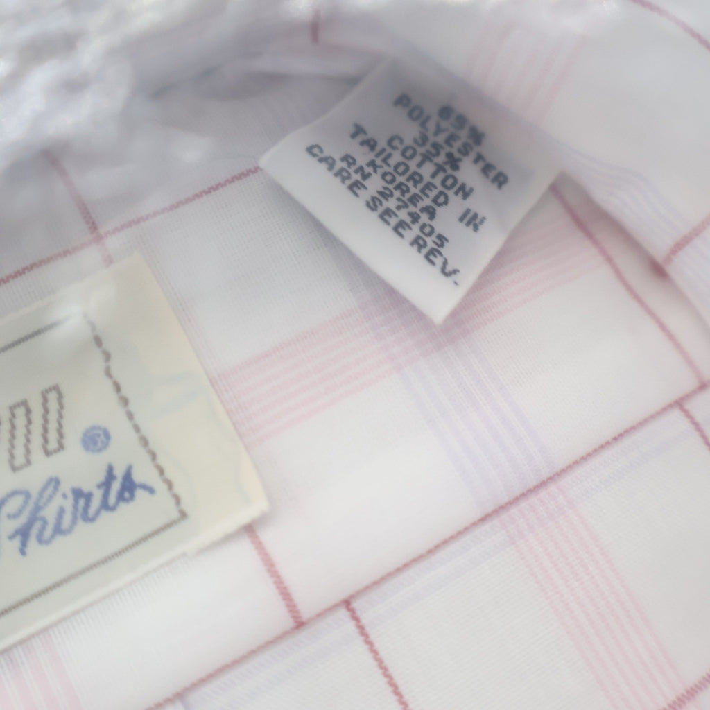 Mark VII Dress Shirt Mens 16 32/33 Vintage Deadstock White Red Blue Plaid Grid - take2supply