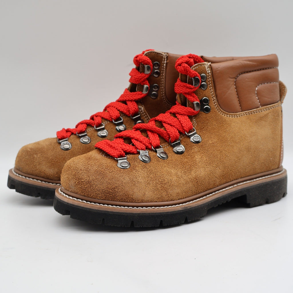 Avanguardia Hiking Boots Size 6 Vintage Sand Suede Leather Red Laces Deadstock - take2supply