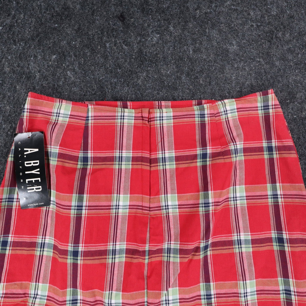 A. Byer Plaid Mini Skirt Womens 13 Vintage 90s Y2K Red Cotton Blend NWT USA - take2supply