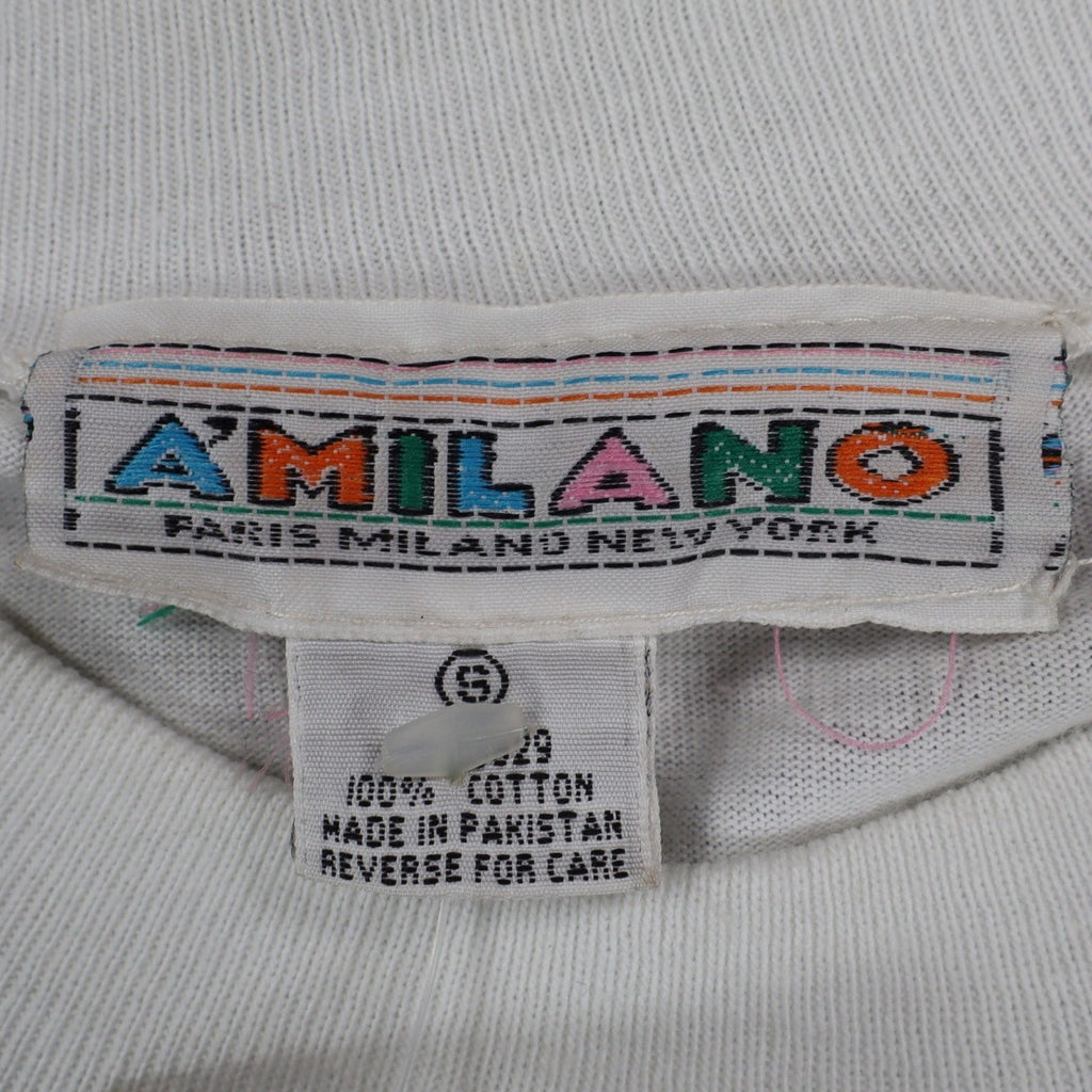 A'Milano Vintage 90s Jazz Graphic Tee Small White Single Stitch Deadstock NWT - take2supply