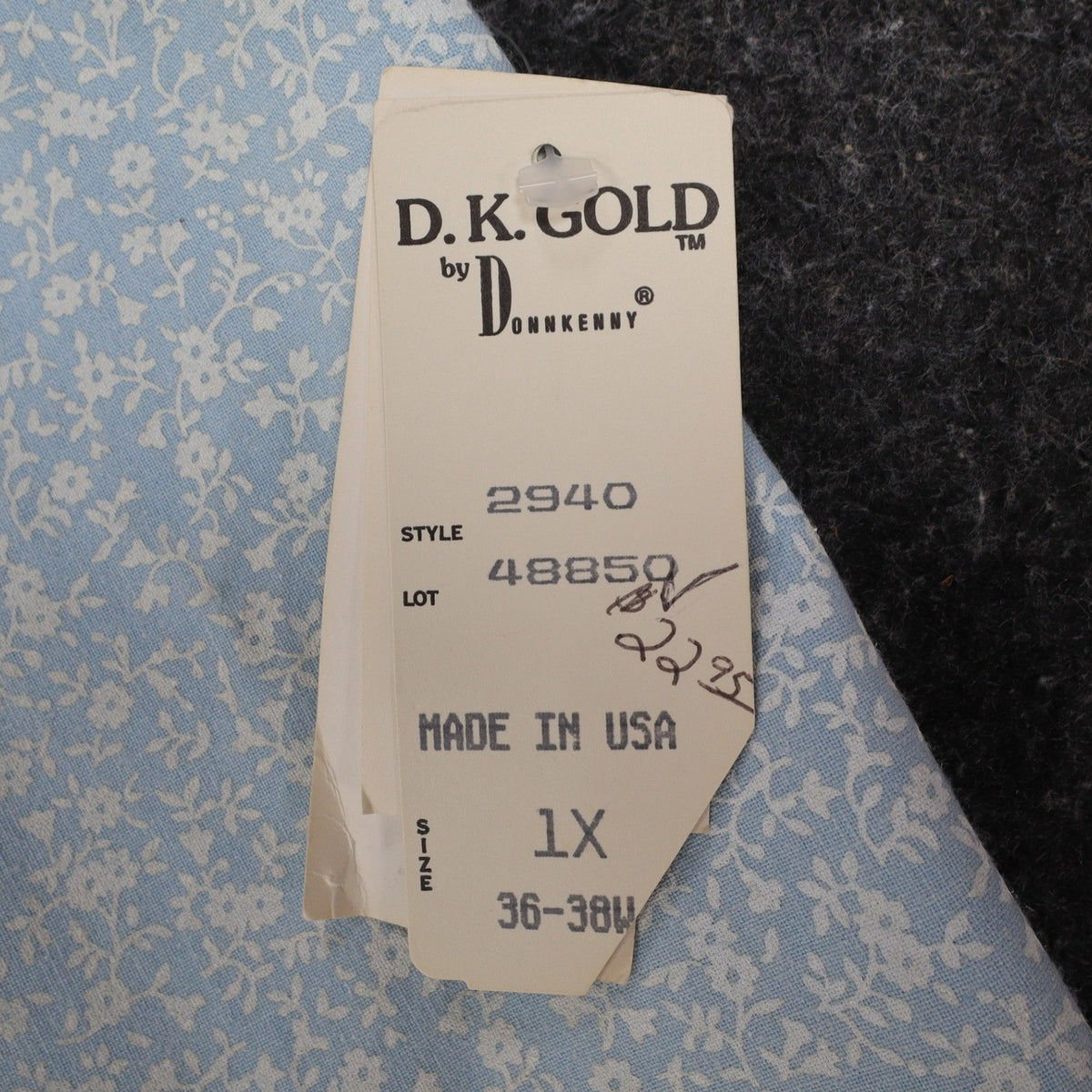 D.K. Gold Vest Womens 1X Vintage 90s Blue Floral Reversible Cotton Blend NWT - take2supply