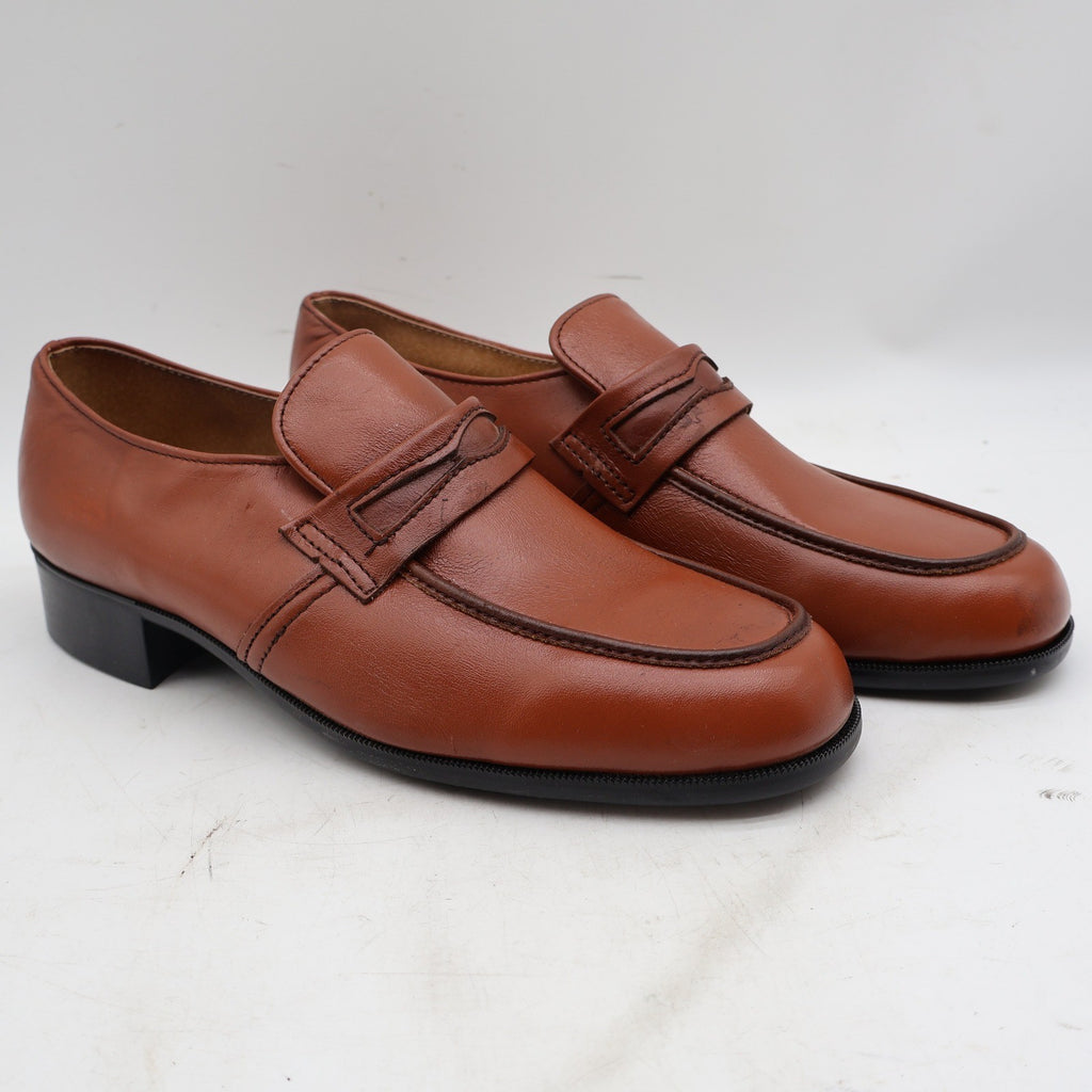 Barclay Penny Loafers Mens 8.5 D Vintage Brown Leather Moc Toe Made in USA - take2supply
