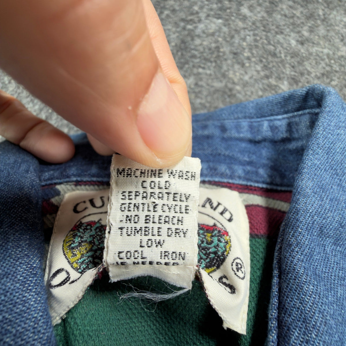 Cumberland Outfitters Vintage 90s Aztec Polo Mens Medium Green Cotton Denim C411 - take2supply