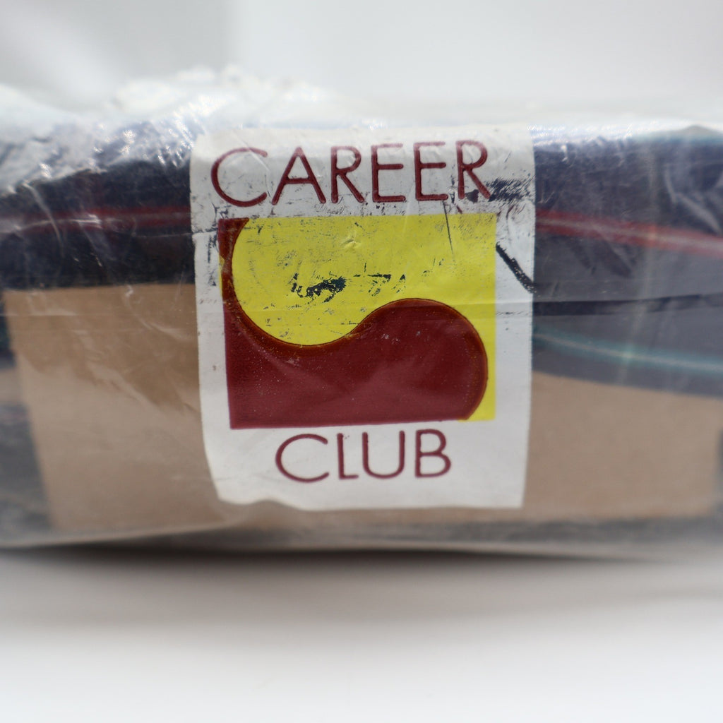 Career Club Plaid Button Down Shirt Mens XL Vintage 80s Navy Poly Cotton USA NOS - take2supply
