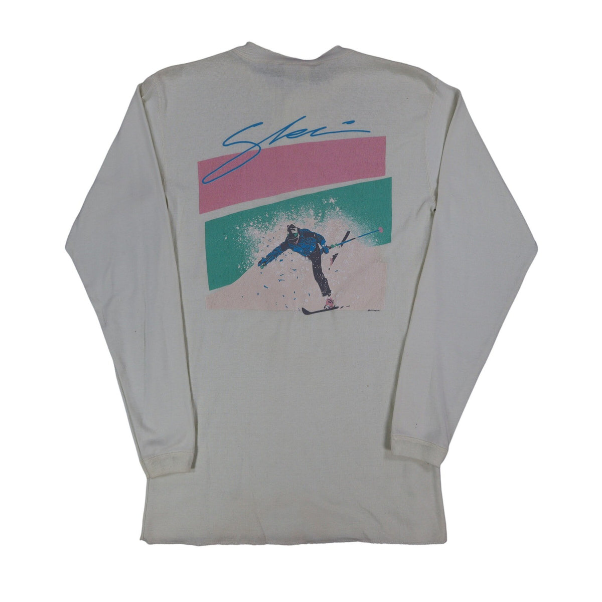 Buffalo Inc Henley Shirt Large Ski Graphic Cream Long Sleeve Cotton Blend USA NW - take2supply