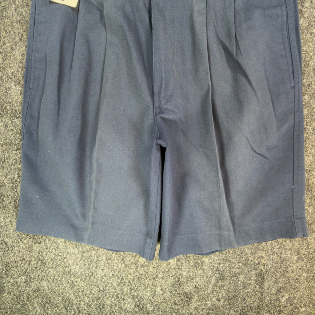 Wolf Mountain Key Shorts Mens 32 Navy Blue 100% Cotton Pleated Vintage USA NWT - take2supply