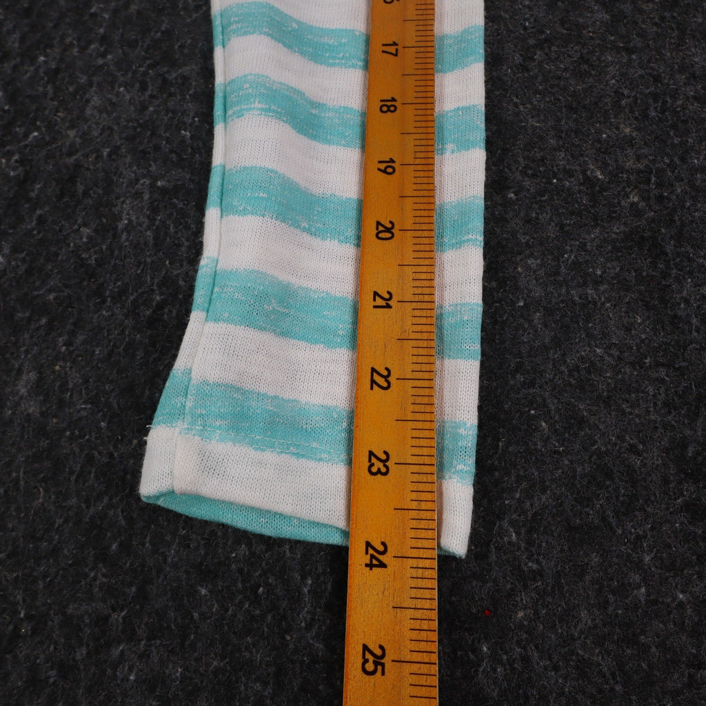 Tribal Jeans Womens M Aqua White Striped Lightweight Hooded Pullover Top NWT - take2supply