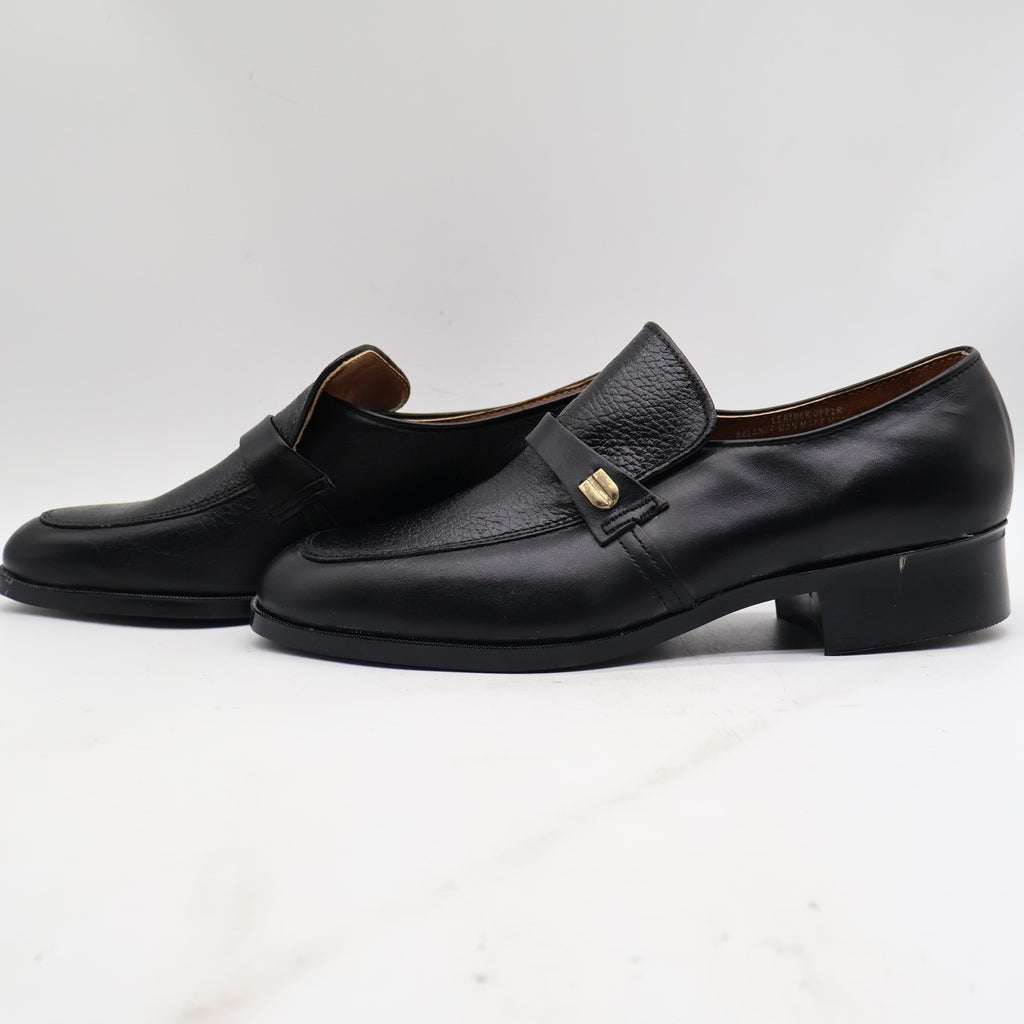 Barclay Slip On Loafers Mens 7 D Vintage Black Leather PermaSole USA 95183 - take2supply
