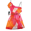 My Michelle One Shoulder Dress Womens Medium Pink Orange Abstract Print NWT - take2supply