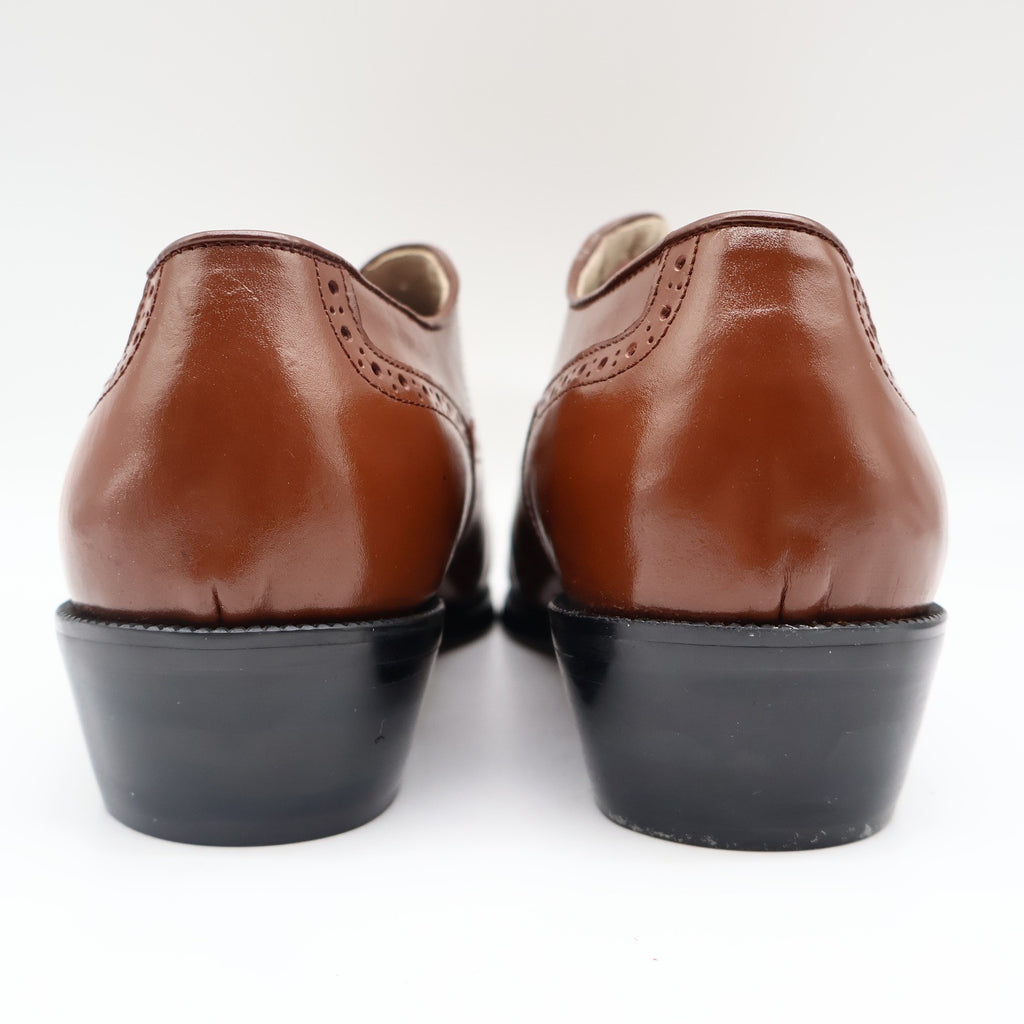 Conti Oxford Shoes Mens 9 D Vintage Brown Leather Cap Toe Brogue H1005 NOS - take2supply