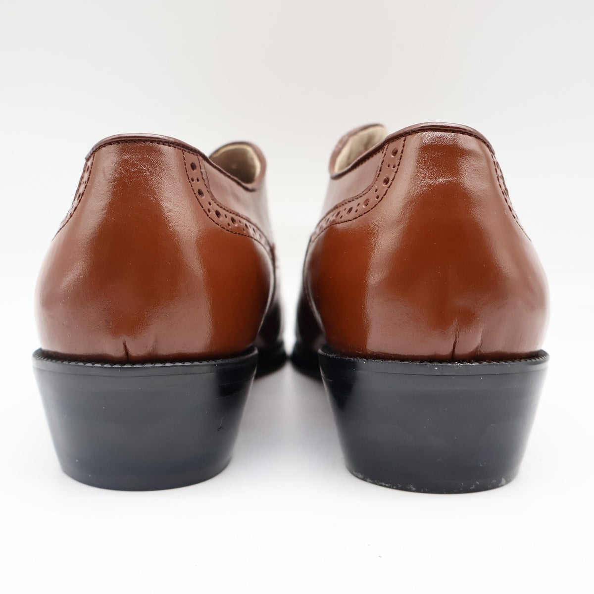 Conti Oxford Shoes Mens 9 D Vintage Brown Leather Cap Toe Brogue H1005 NOS - take2supply