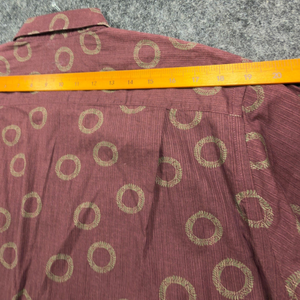 Geoffrey Beene Y2K Circle Print Shirt Mens M Burgundy Cotton NWT New - take2supply