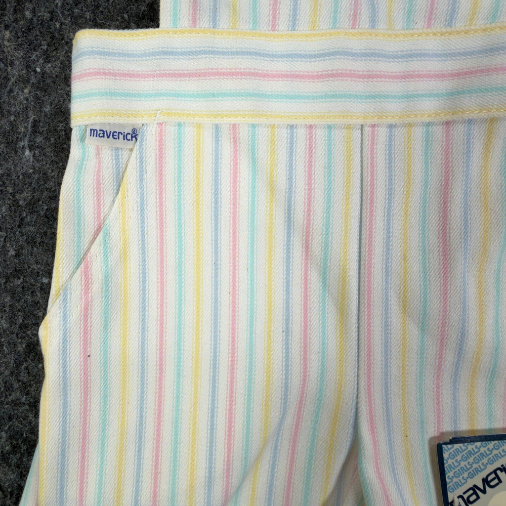 Maverick 1980s Vintage Striped Shortalls Girls 5 Pastel Multi NWT - take2supply