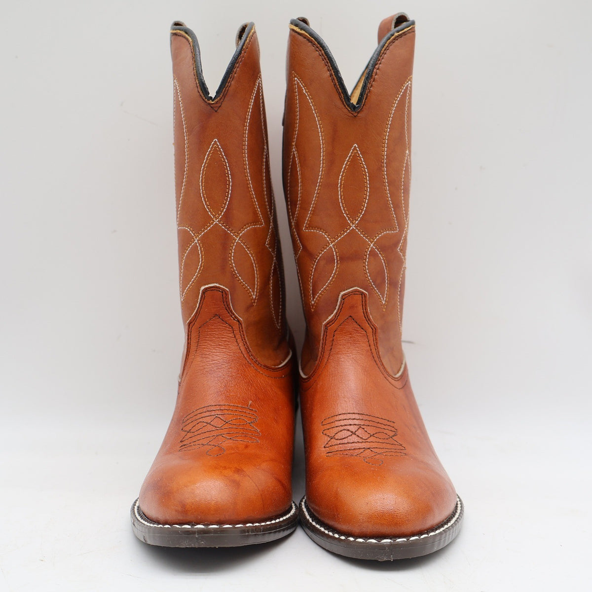 Laredo Western Boots Boys 2.5 D Vintage 90s Rust Leather Made in USA Deadstock - take2supply