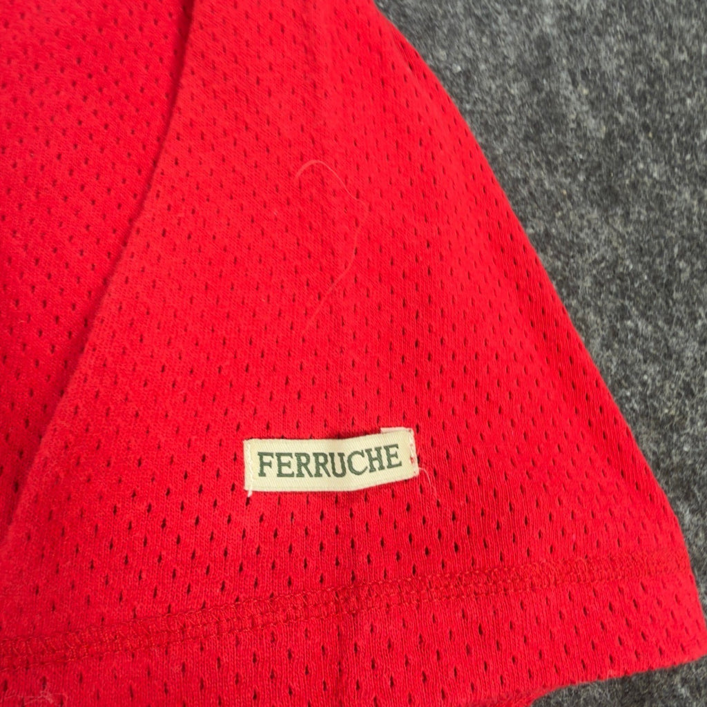 Ferruche V-Neck Shirt Mens M Red Cotton Mesh Knit Deadstock Y2K 17-121 - take2supply
