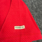 Ferruche V-Neck Shirt Mens M Red Cotton Mesh Knit Deadstock Y2K 17-121 - take2supply