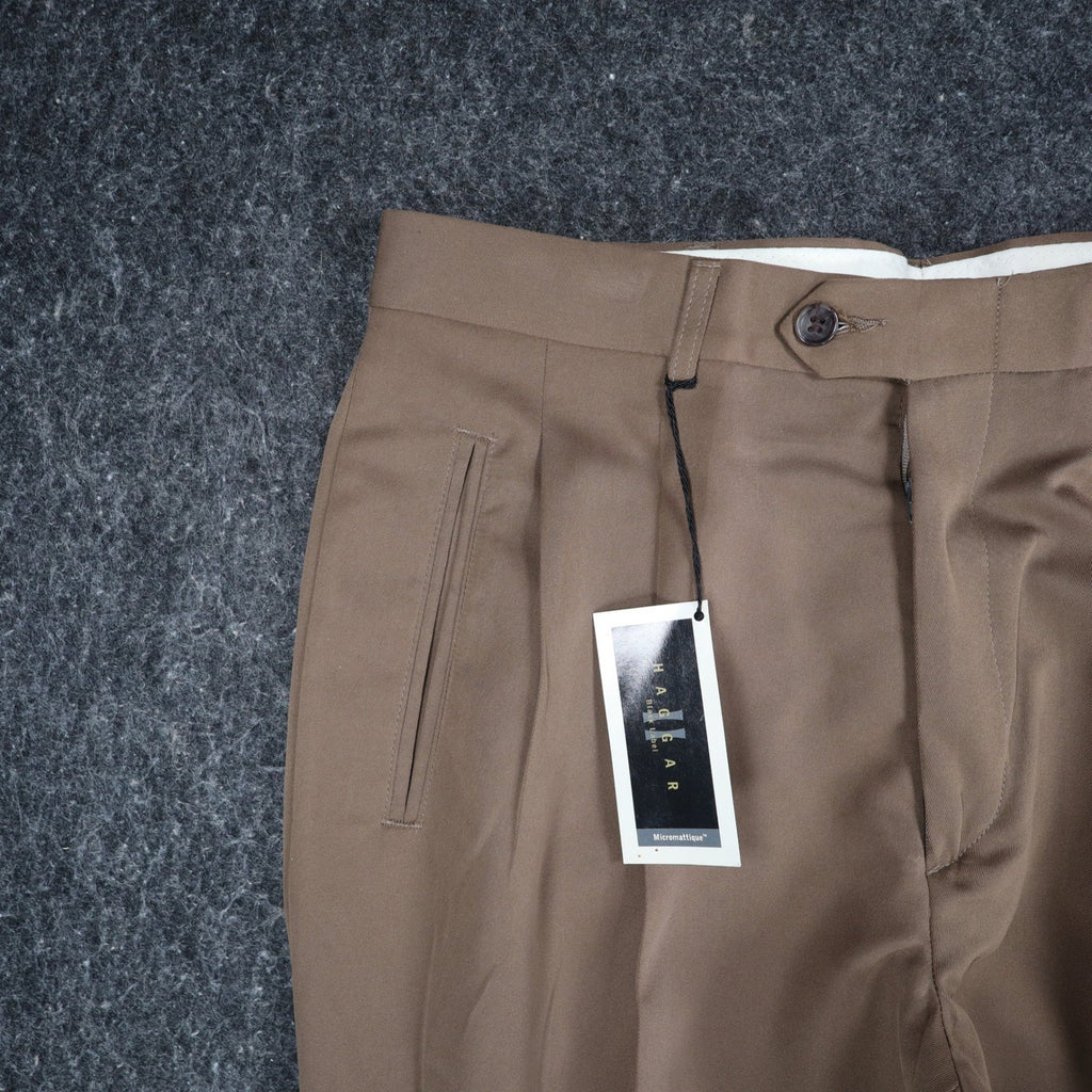 Haggar Black Label Pants Mens 33x30 Vintage 90s Khaki Micromattique Pleated NWT - take2supply