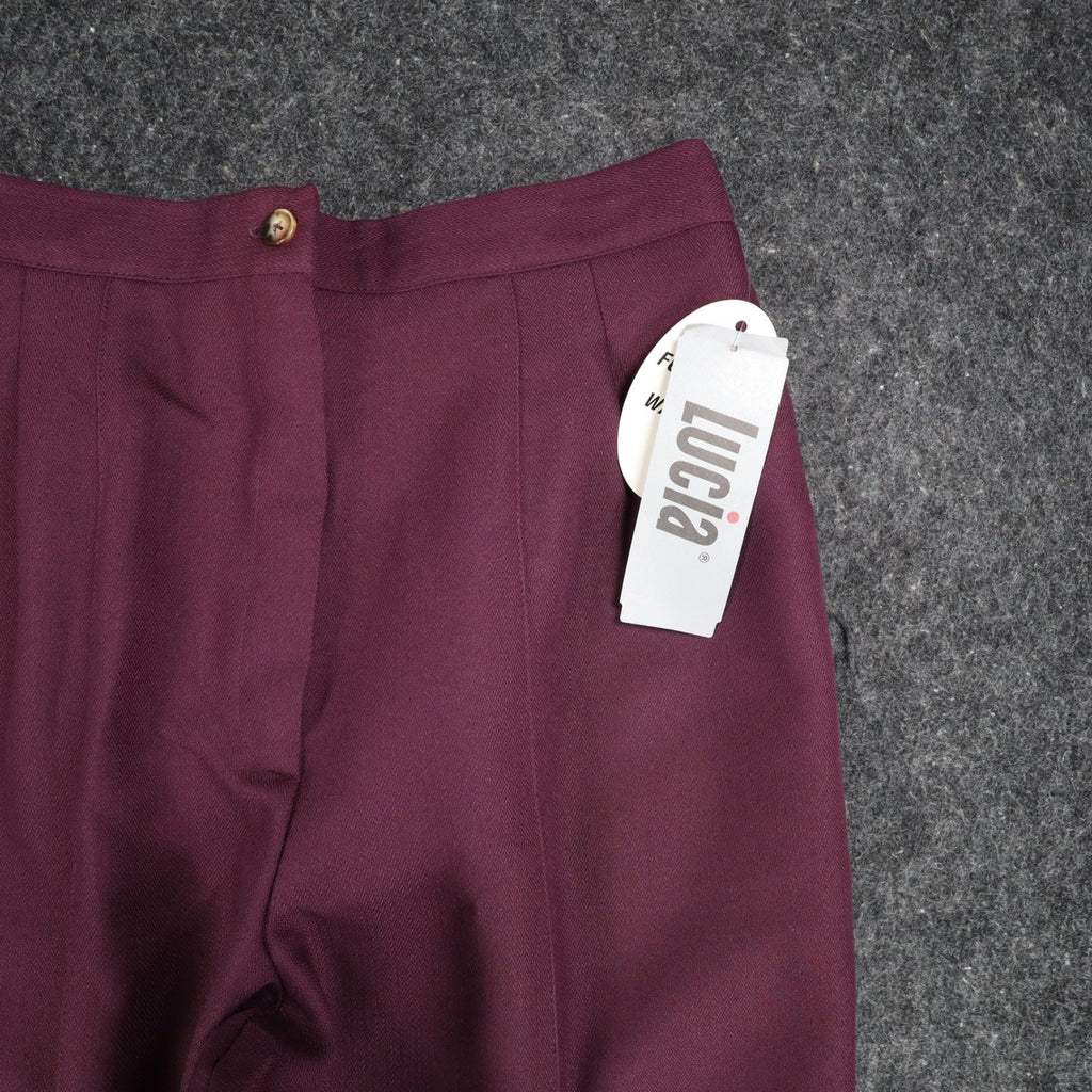 Lucia Dress Pants Womens 10 Burgundy Falling Leaves Crepe Lined High Rise New - take2supply
