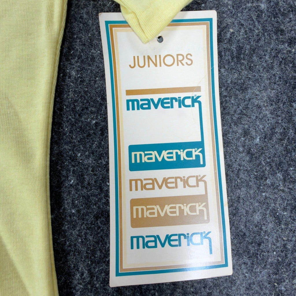 Maverick Vintage 70s Polo Shirt Juniors Small Yellow Cotton Blend NWT Deadstock - take2supply