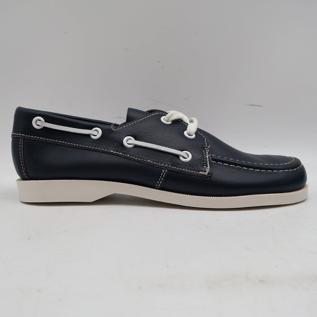 Webbs Boat Shoes Kids Size 2 C Vintage 80s Navy Leather Made in USA Deadstock - take2supply
