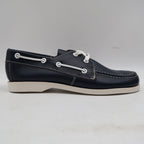Webbs Boat Shoes Kids Size 2 C Vintage 80s Navy Leather Made in USA Deadstock - take2supply