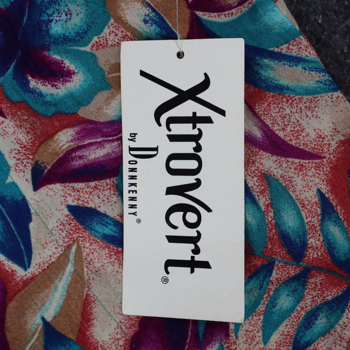 Xtrovert Blouse Womens 8 Vintage 90s Teal Floral Faux Vest Rayon Short Sleeve - take2supply