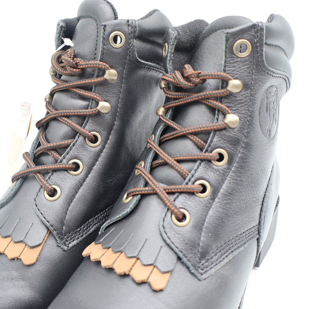 American West Saddle Brand Kiltie Boots Womens 7.5 Black Leather Vintage 2003 - take2supply