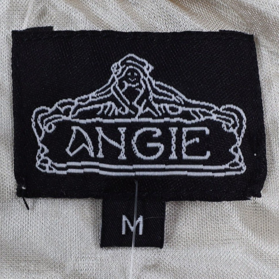 Angie Embroidered Smocked Blouse Womens Size Medium Ivory Boho Sheer Sleeve Top - take2supply