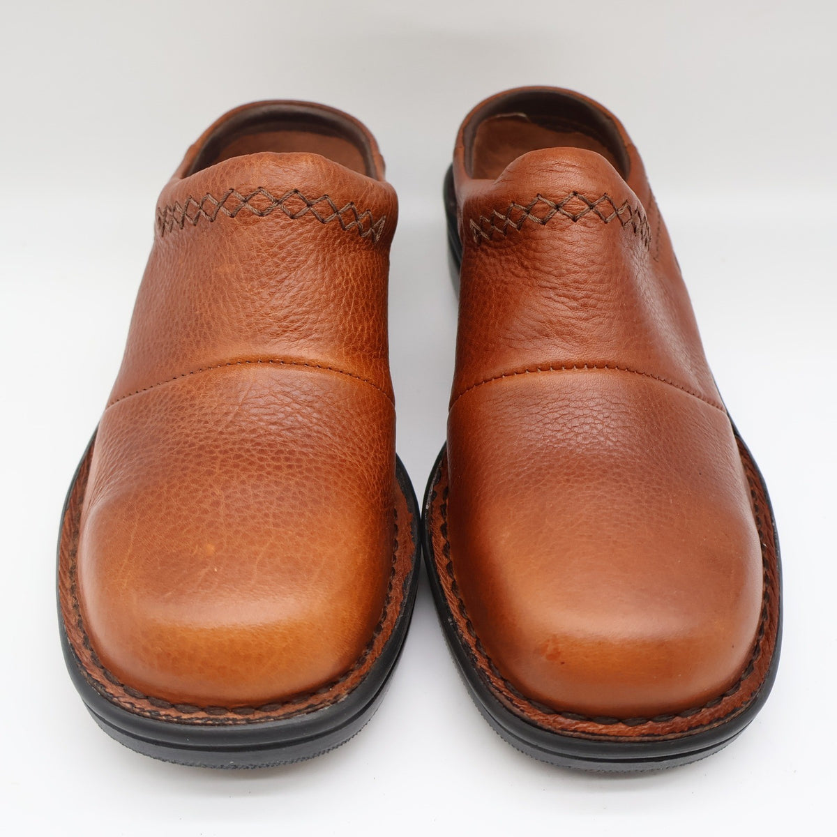 Dexter Escapes Mules Womens 6.5 Vintage Cognac Grained Leather Slip On Clogs - take2supply