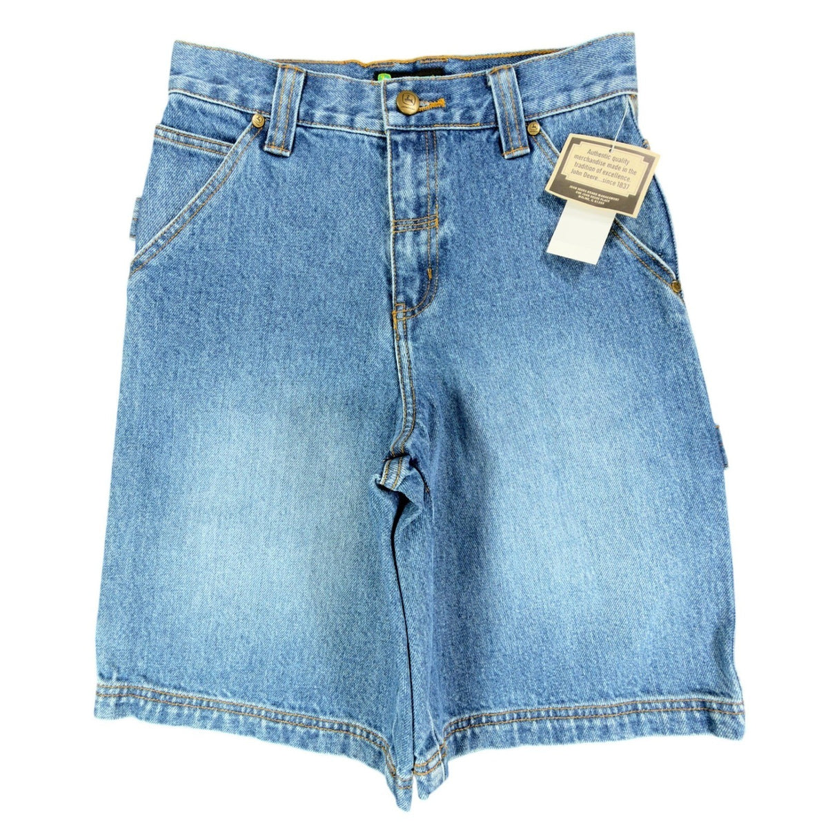 John Deere Y2K Carpenter Shorts Girls 10 Blue Stone Wash Denim NWT - take2supply