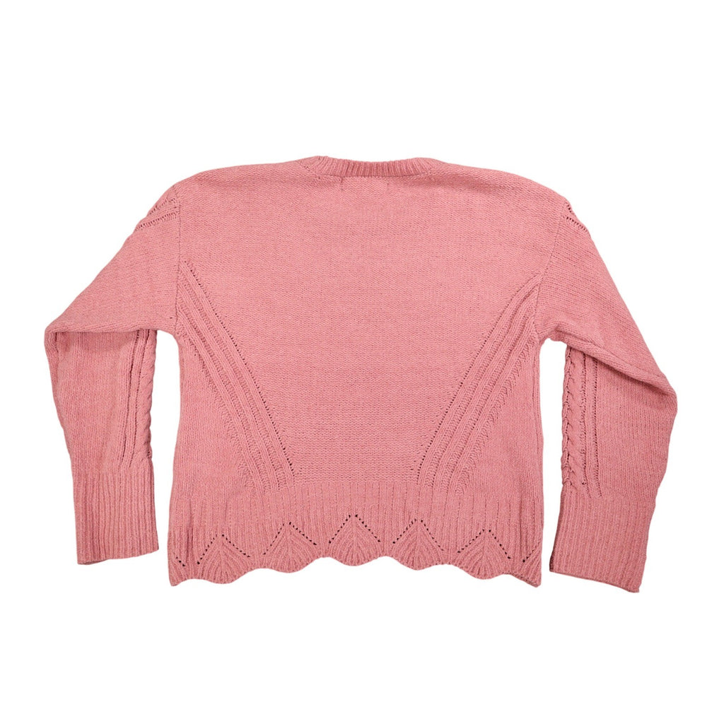 Absolutely Famous Chenille Cable Knit Sweater Womens XL Pink Scalloped AD1350 - take2supply