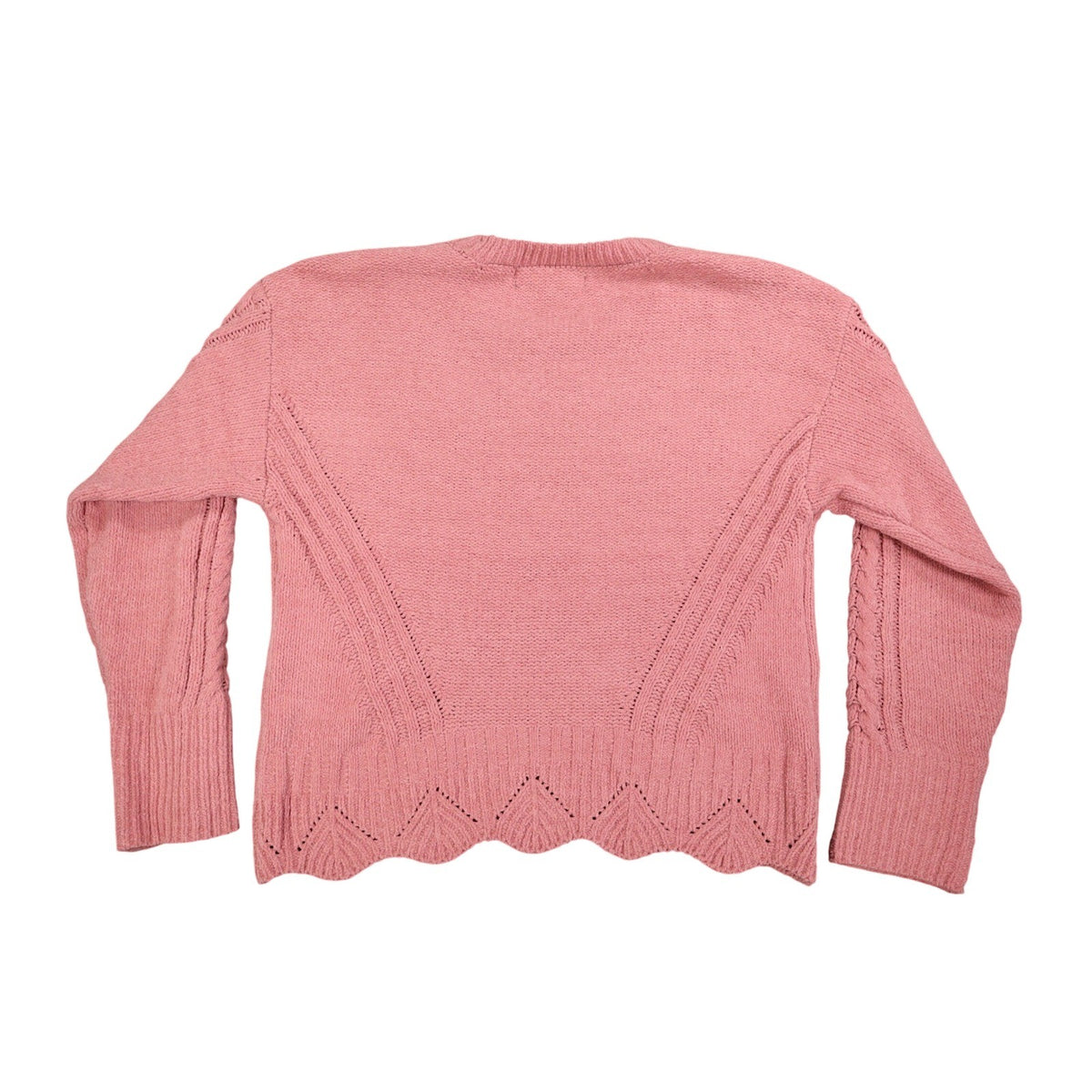 Absolutely Famous Chenille Cable Knit Sweater Womens XL Pink Scalloped AD1350 - take2supply