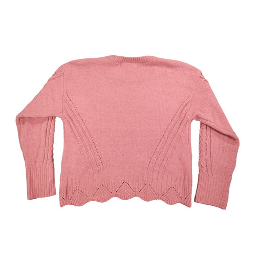 Absolutely Famous Chenille Cable Knit Sweater Womens XL Pink Scalloped AD1350 - take2supply