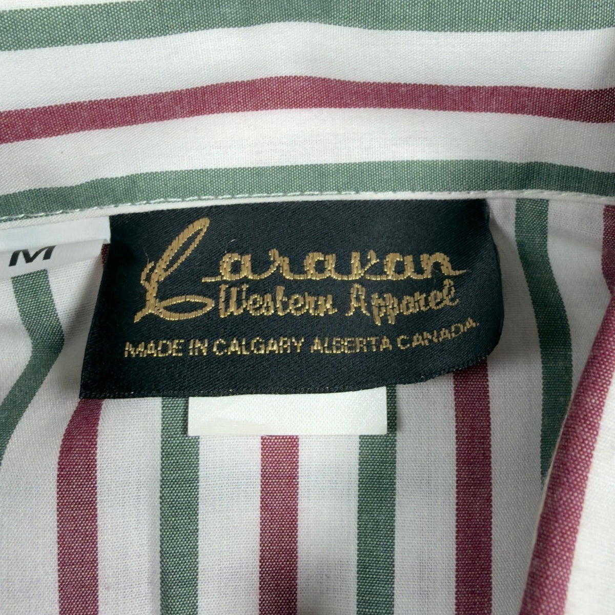 Caravan Vintage 90s Western Button Down Mens M Maroon Green Striped Shirt C430 - take2supply