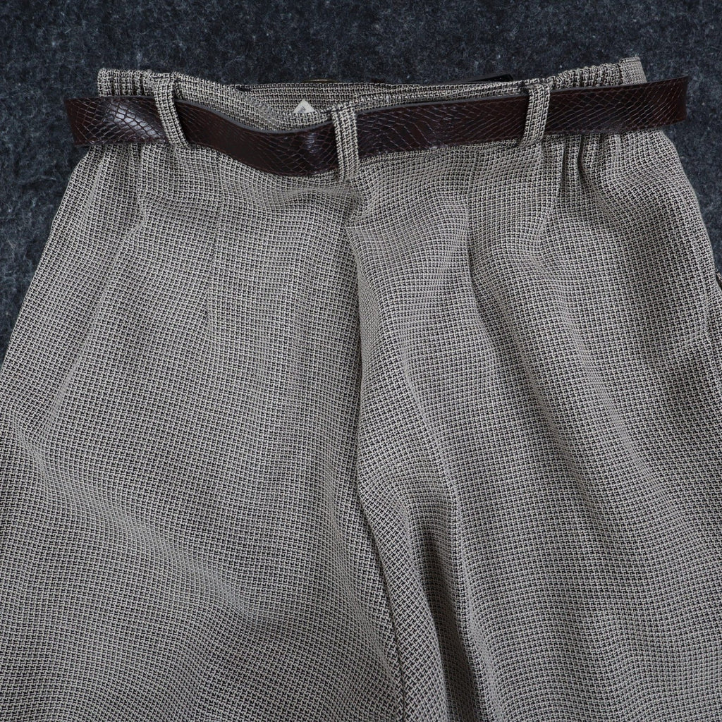 Christy Girl Dori Adler Pants Womens 12 Tan Black Belted Pleated USA NWT NOS - take2supply