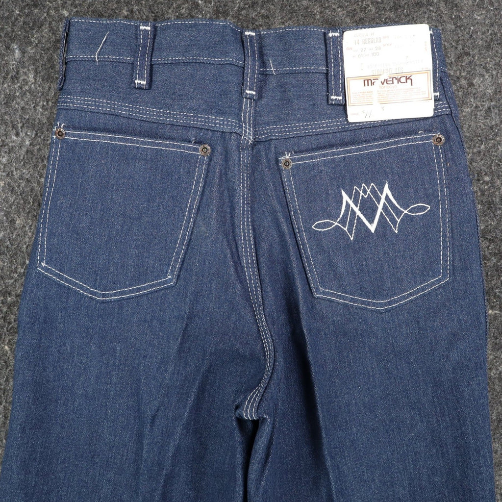 Maverick Straight Leg Jeans Boys 14 Regular Vintage 70s Blue Deadstock USA Made - take2supply