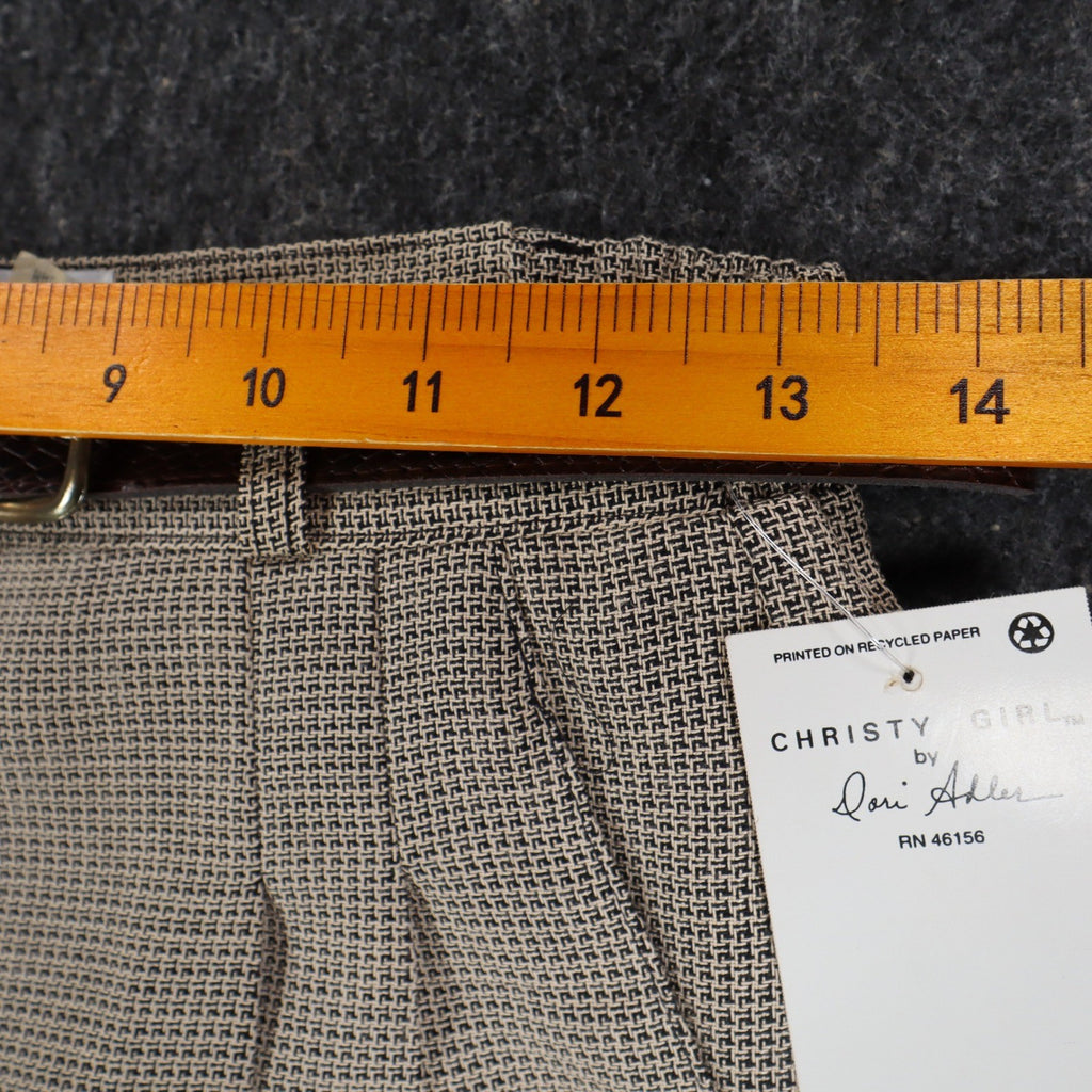 Christy Girl Dori Adler Pants Womens 12 Tan Black Belted Pleated USA NWT NOS - take2supply