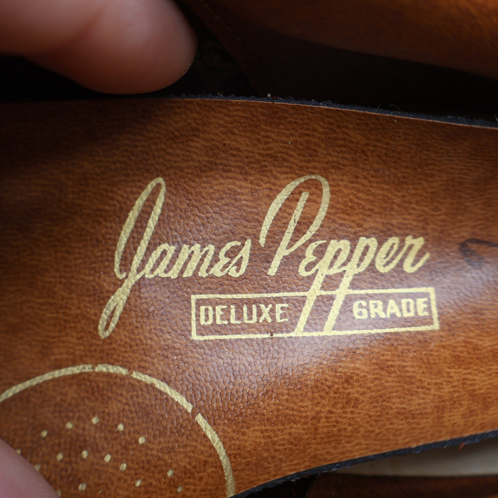 James Pepper Vintage 60s 70s Moc Toe Oxford Shoes Mens 6D Rust Suede Deadstock - take2supply