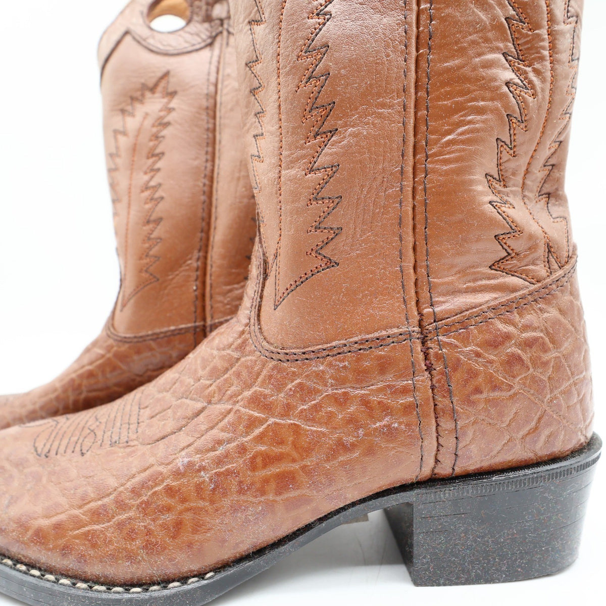 Laredo Tan Bullhide Western Boots Boys 2D Tan Leather NWT Deadstock CB293 - take2supply