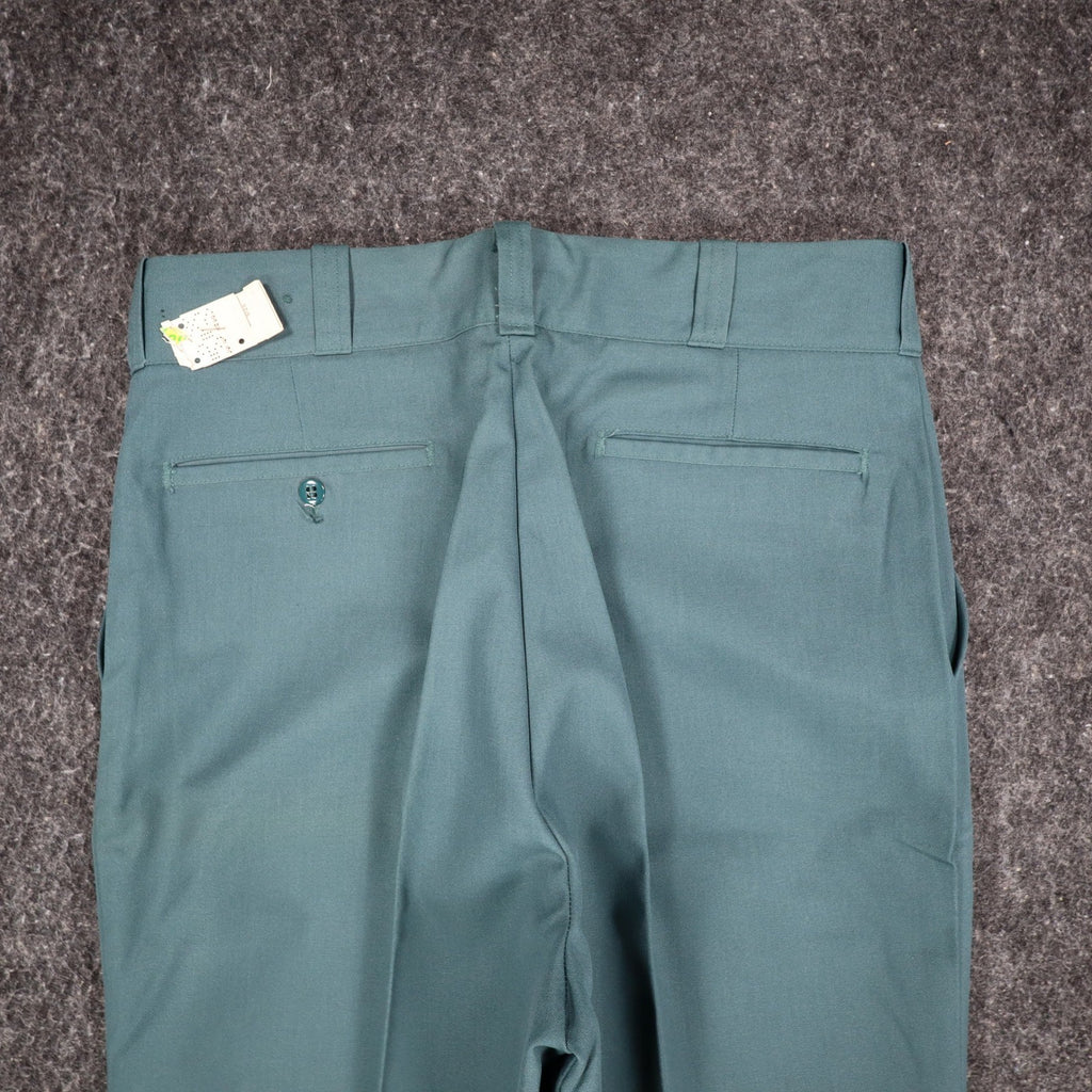 Montgomery Ward Work Pants Mens 32x28 Vintage 70s Teal Green Fortrel Deadstock - take2supply