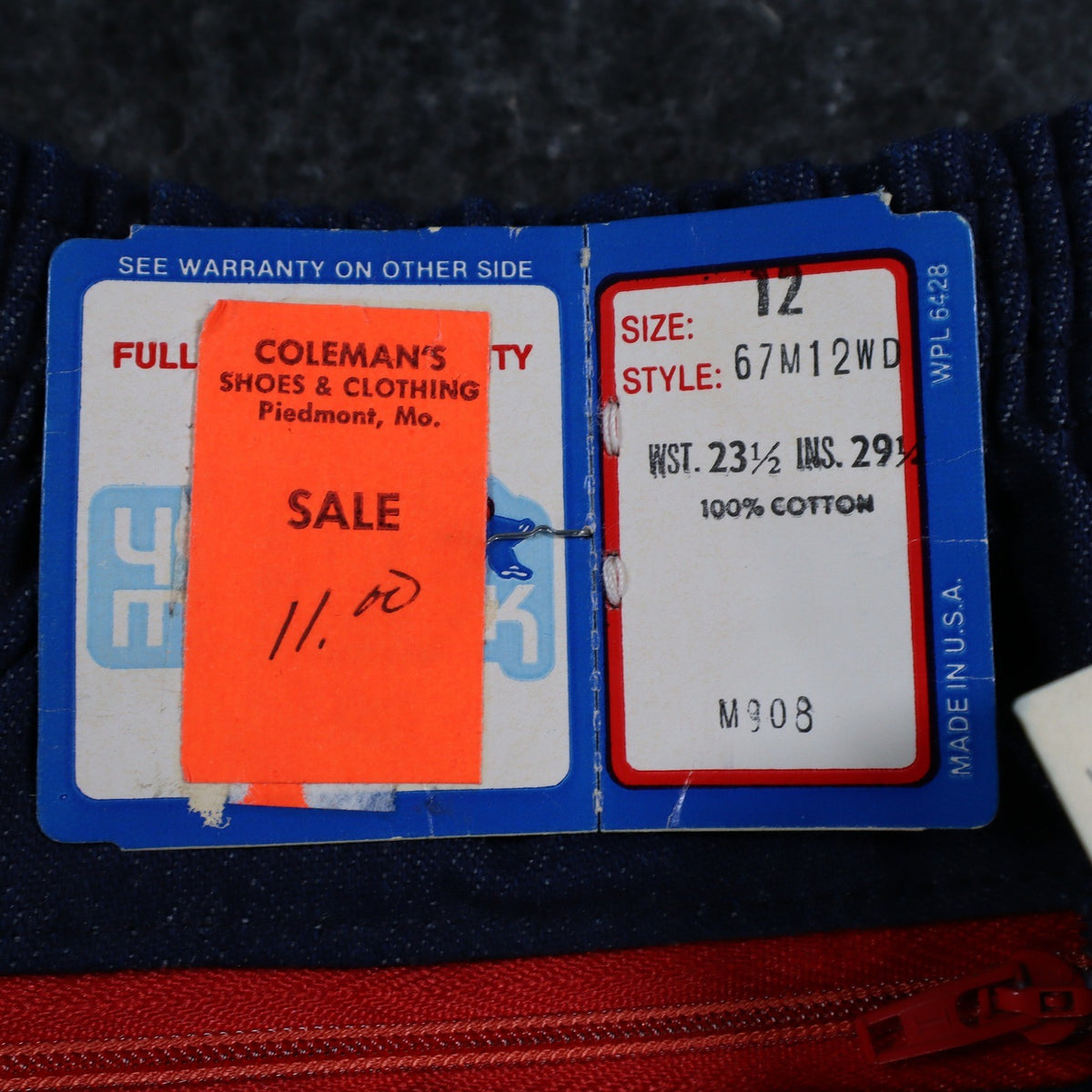 Vintage Young Maverick Jeans Girls 12 Blue Red Piping Elastic Waist USA NWT NOS - take2supply