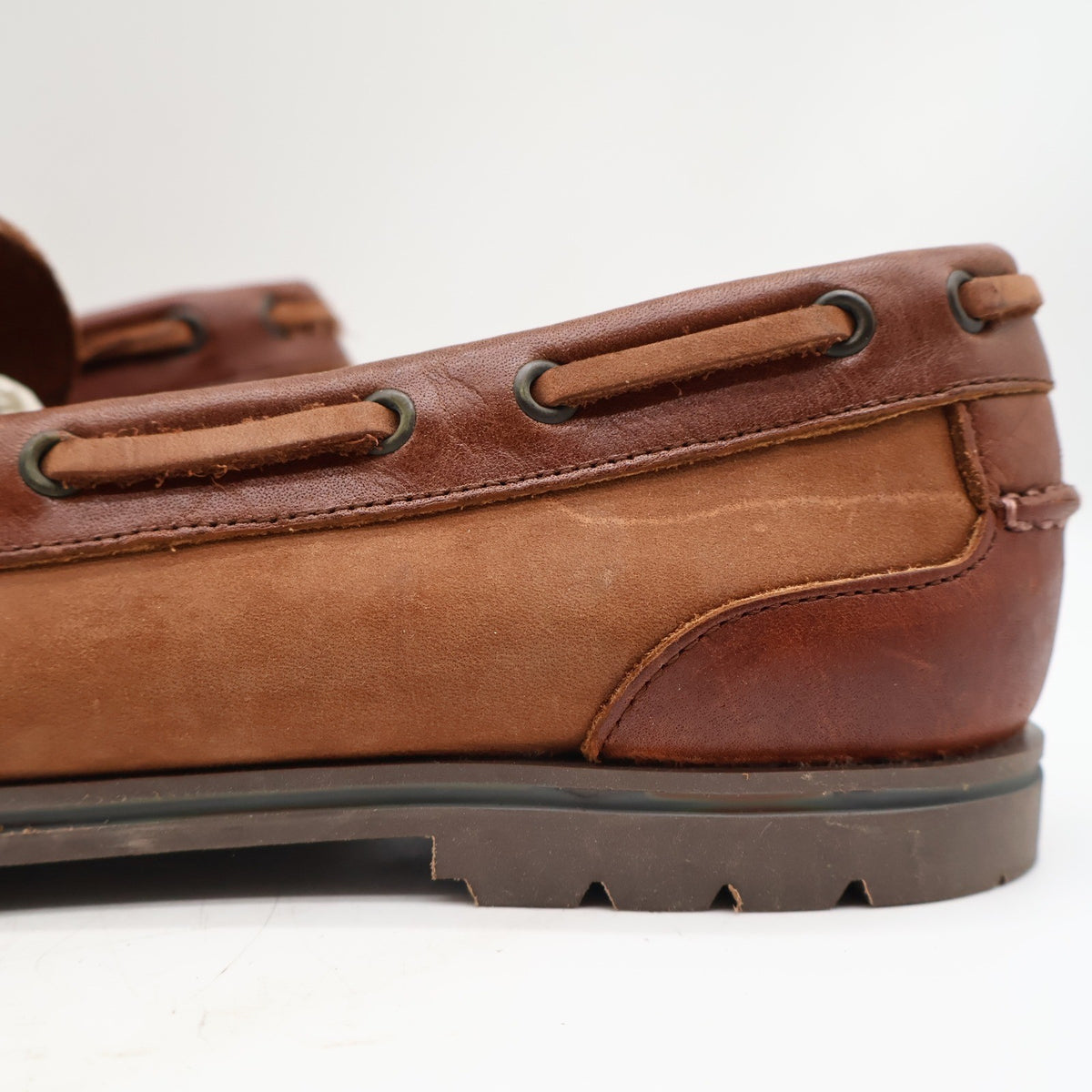 Barclay Kiltie Loafers Mens 12M Vintage Brown Leather Lug Sole Boat Shoes - take2supply