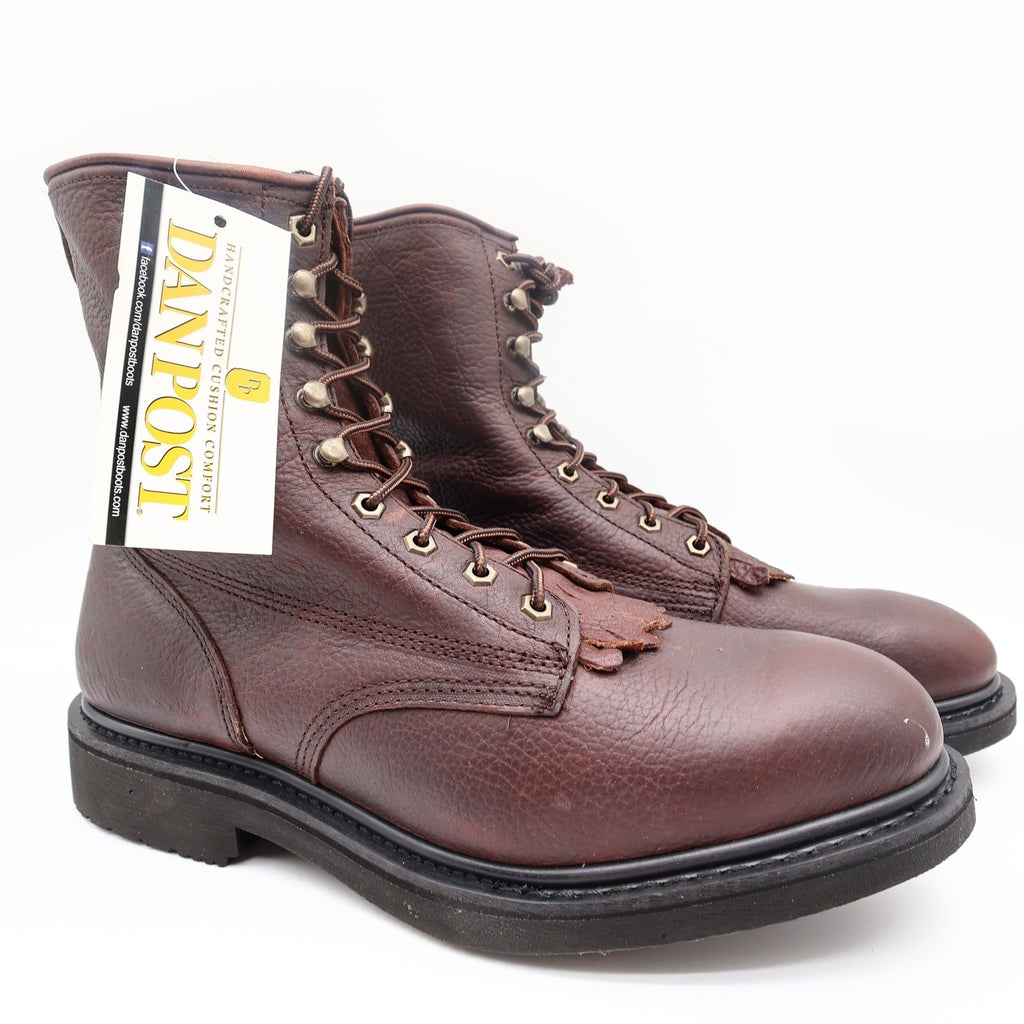 Dan Post Lace Up Boots Mens 13D Brown Oily Leather Kiltie DP69612 New With Tags - take2supply