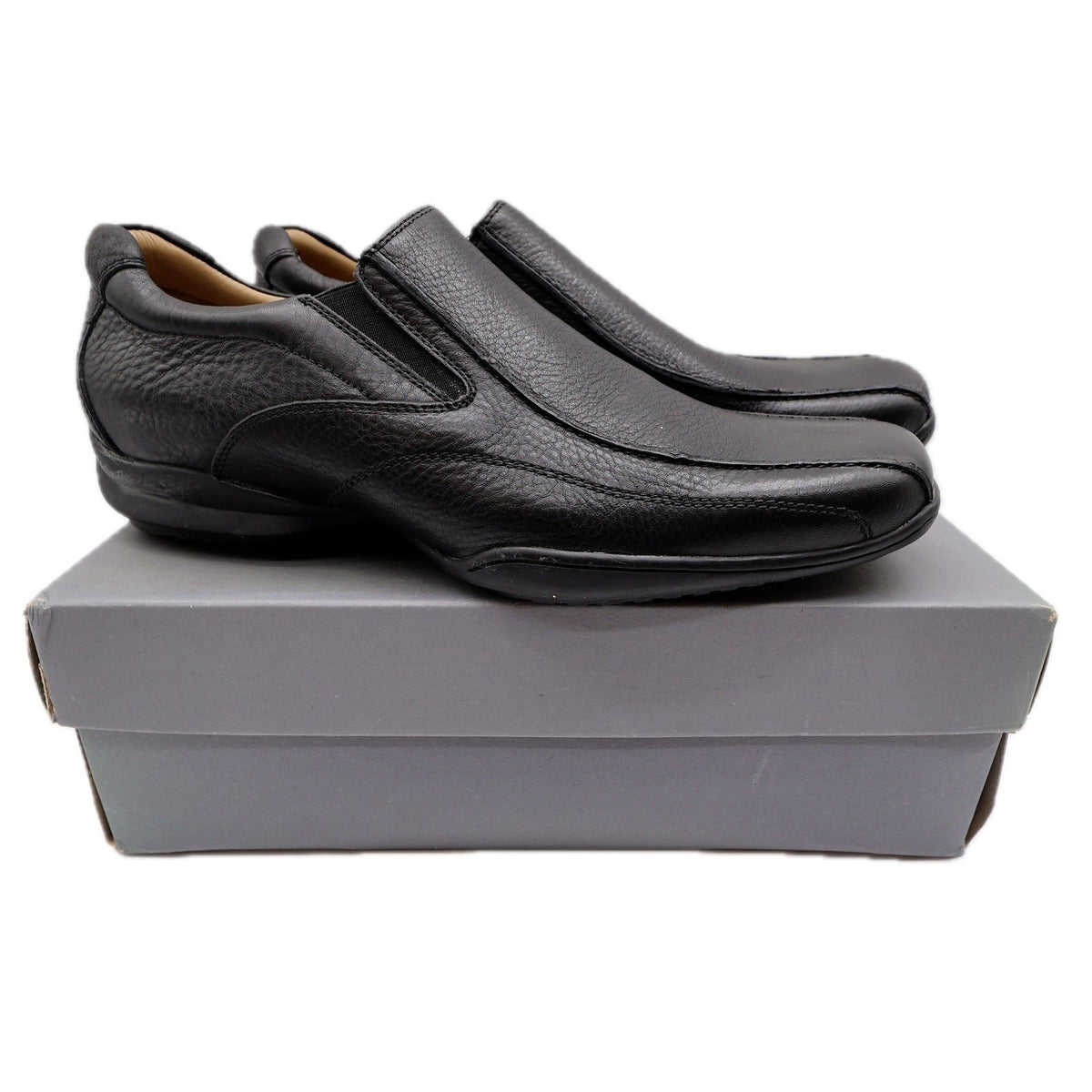 Hush Puppies Santiago Men 12 Black Leather Slip On Loafer Shoes H100530 Bounce - take2supply