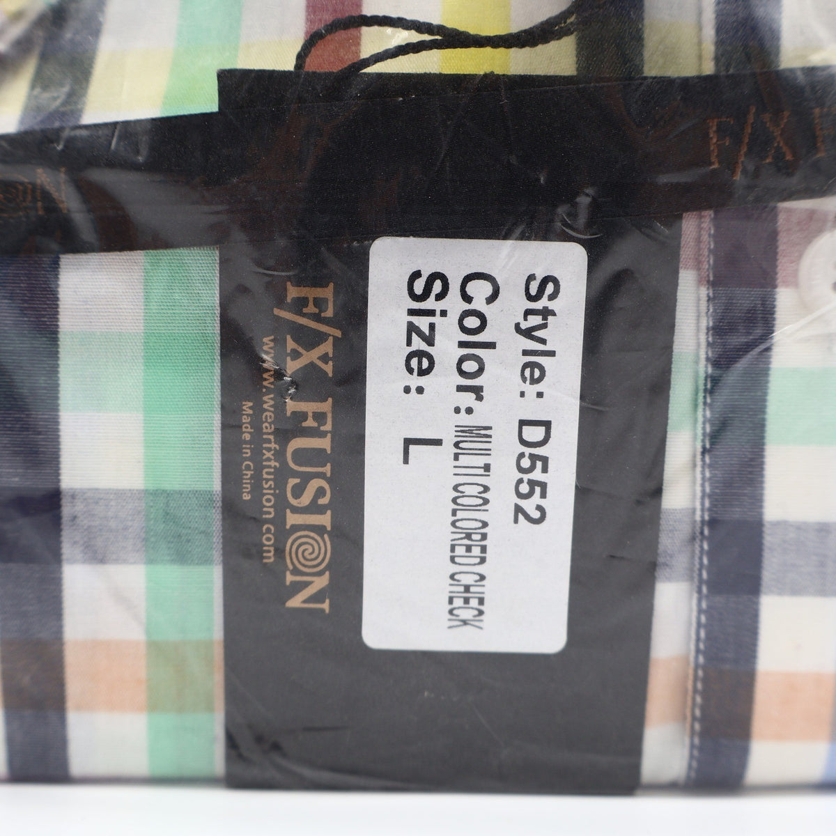 F/X Fusion Shirt Mens Large L Multicolor Check Button Down Easy Care D552 New - take2supply