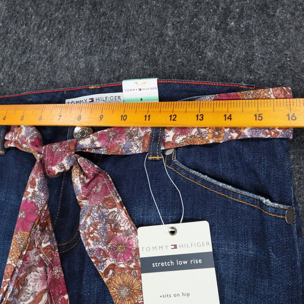 Tommy Hilfiger Jeans Womens 8 Vintage 2000s Low Rise Stretch Blue Floral Belt - take2supply