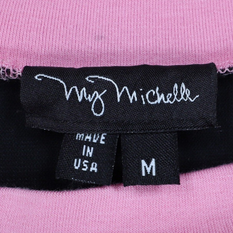 My Michelle Dress Medium Black Pink Bow 3/4 Sleeve Y2K Drop Waist NWT USA Made - take2supply