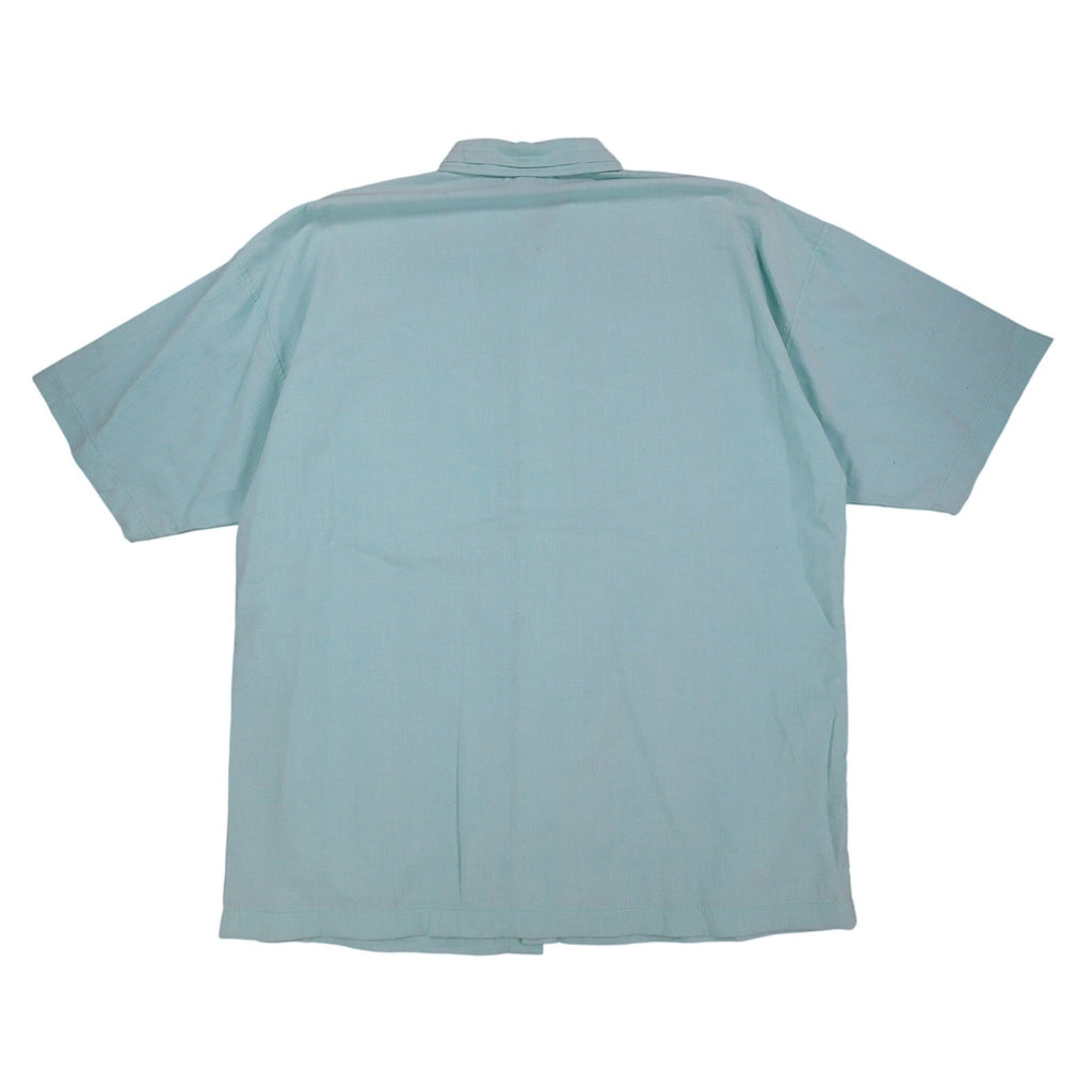 Back view of aqua blue Alexxus short-sleeve shirt