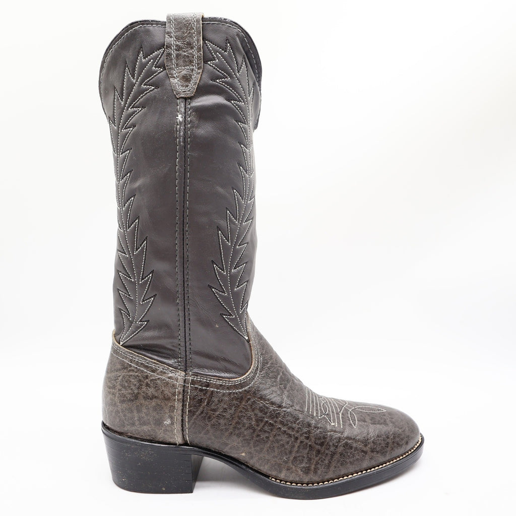 Acme 80s Western Boots Youth 3.5 D Grey Elephant Print Leather NIB 2395 Vintage - take2supply