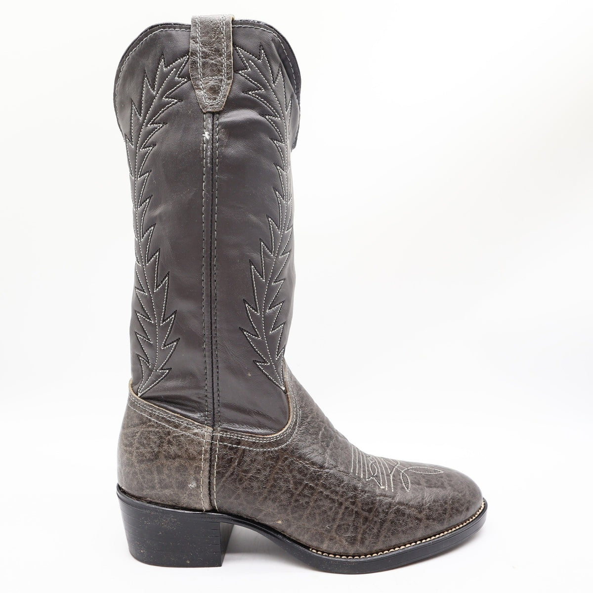 Acme 80s Western Boots Youth 3.5 D Grey Elephant Print Leather NIB 2395 Vintage - take2supply